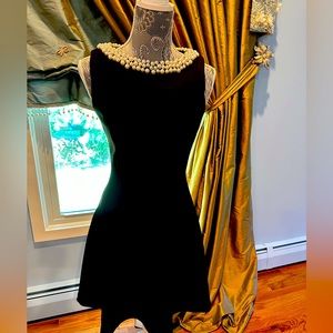 Karl Lagerfeld black dress with faux pearls size 4 mini dress!